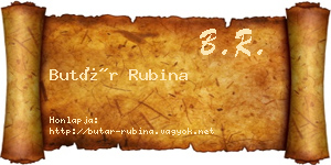 Butár Rubina névjegykártya