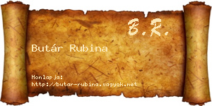 Butár Rubina névjegykártya